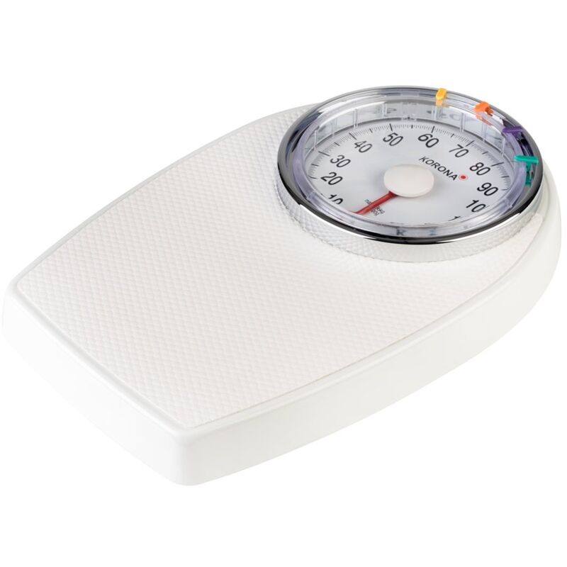 foto del prodotto 76888 bilancia pesapersone meccanica hugo in bianco bilancia pesapersone precisa per persone fino a 136 kg bilancia analogica korona