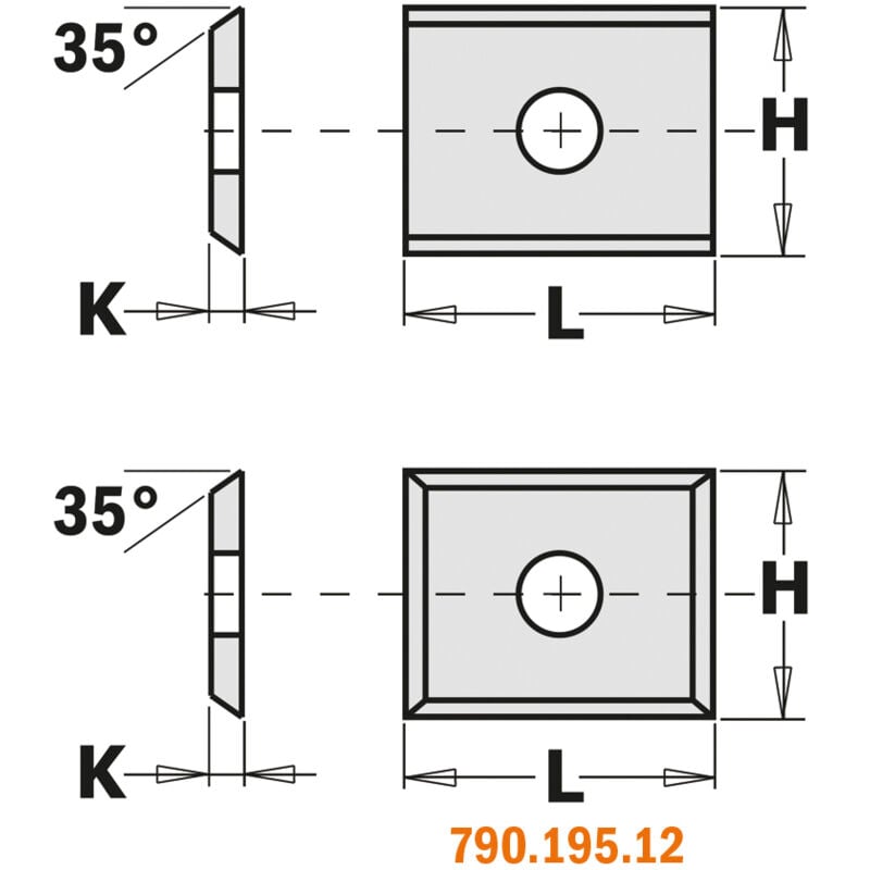 foto del prodotto 790.195.12 coltello reversibile std 4 35 19.5x12x1.5mm hw-k1920
