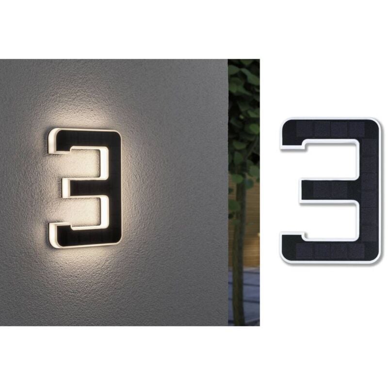foto del prodotto 79844 lampada solare per numero civico 0.20 w bianco caldo nero paulmann