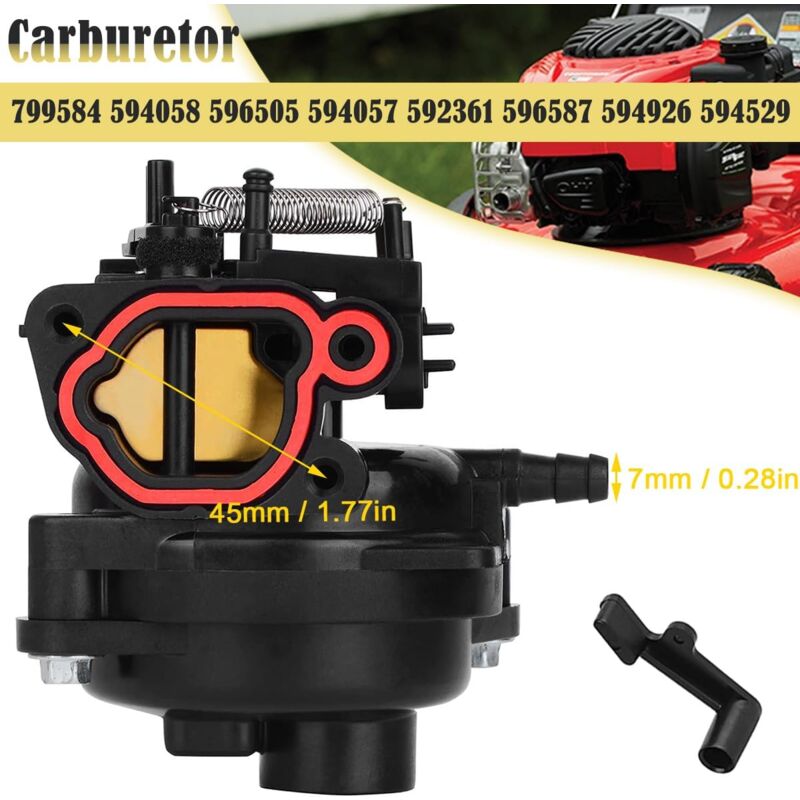 foto del prodotto 799584 carburatore per motori per tosaerba briggs stratton tb110 tb200 09p702 103m02 550ex 625ex 675ex 725exi 163cc 140cc 594058 596505 594057