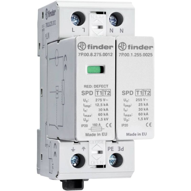 foto del prodotto 7p.02.8.275.1012 7p.02.8.275.1012 scaricatore di sovratensioni 60 ka 1 pz. finder
