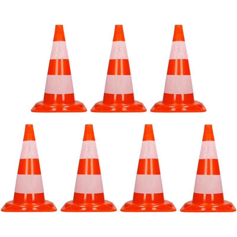 foto del prodotto 7x cono segnaletico spartitraffico pilone traffico stradale 47 cm arancione bianco piloni strisce riflettenti avvertimento di traffico cono di