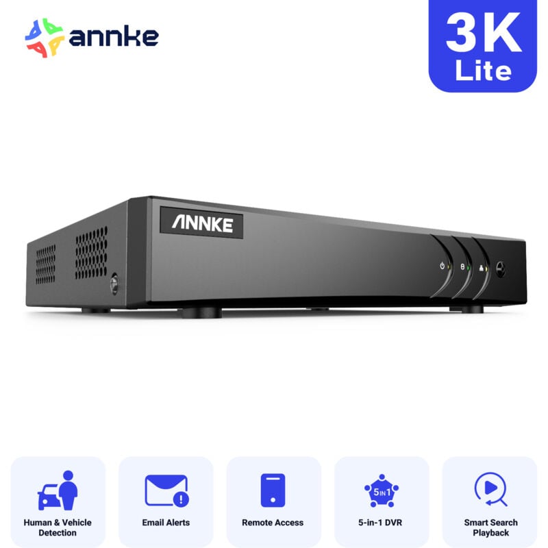 foto del prodotto 8 canali 3k lite dvr per cvi cvbs ahd tvi, dvr per videosorveglianza h.265 rilevamento di persone veicoli,accesso remoto annke