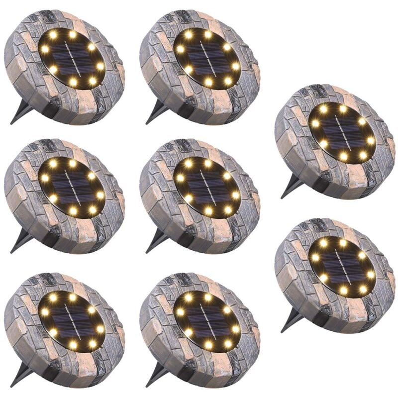 foto del prodotto 8 confezioni di luci solari per esterni 8 led 100lm ip65 luci solari da giardino impermeabili per vialetti, vialetti, cortili, ecc. bianco caldo
