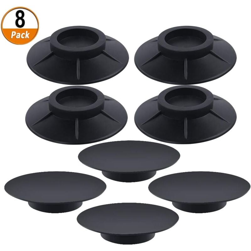 foto del prodotto 8 cuscinetti antivibranti per lavatrice, cuscinetti in gomma per cestello asciugatrice 10 cm, nero 