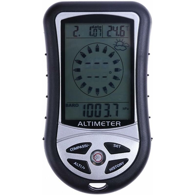 foto del prodotto 8 in 1 bussola elettronica portatile altimetro, barometro, termometro, previsioni del tempo, ora