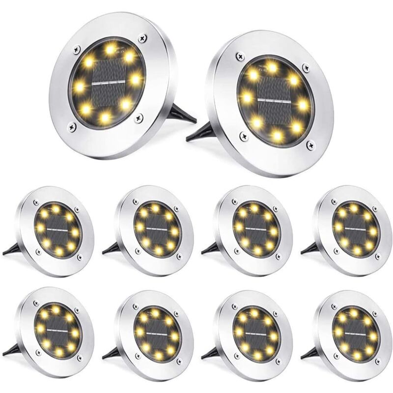 foto del prodotto 8 luci solari a led per esterni, luci da giardino impermeabili, luci decorative bianche calde per cortile 8 pezzi 