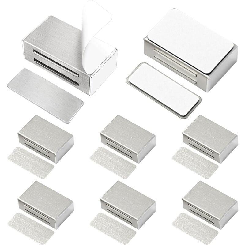 foto del prodotto 8 pack self adhesive magnetic cabinet door catch, updated magnetic door buckle, no screws, no drilling required.