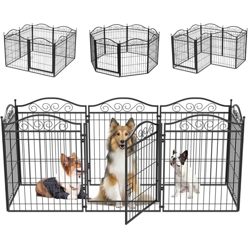 foto del prodotto 8 pannelli recinzione in metallo per cani grandi recinto box cani gatti gioco cucciolo alto 80cm
