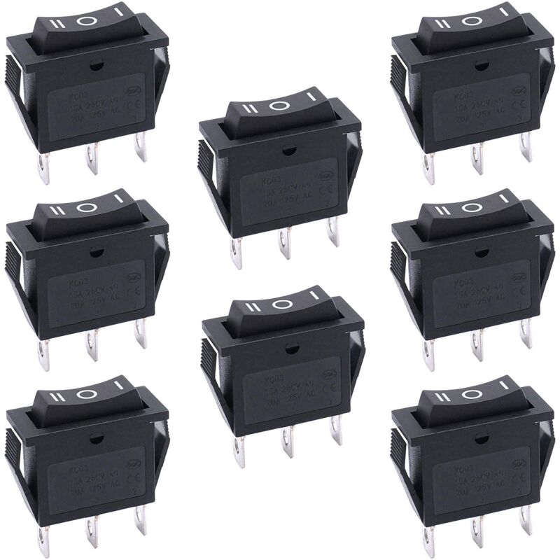 foto del prodotto 8 pezzi 3 posizioni on off on spdt 3 pin interruttore a levetta 15a 250v 20a 125v ac per auto camion barca elettrodomestici kcd3 103 bk