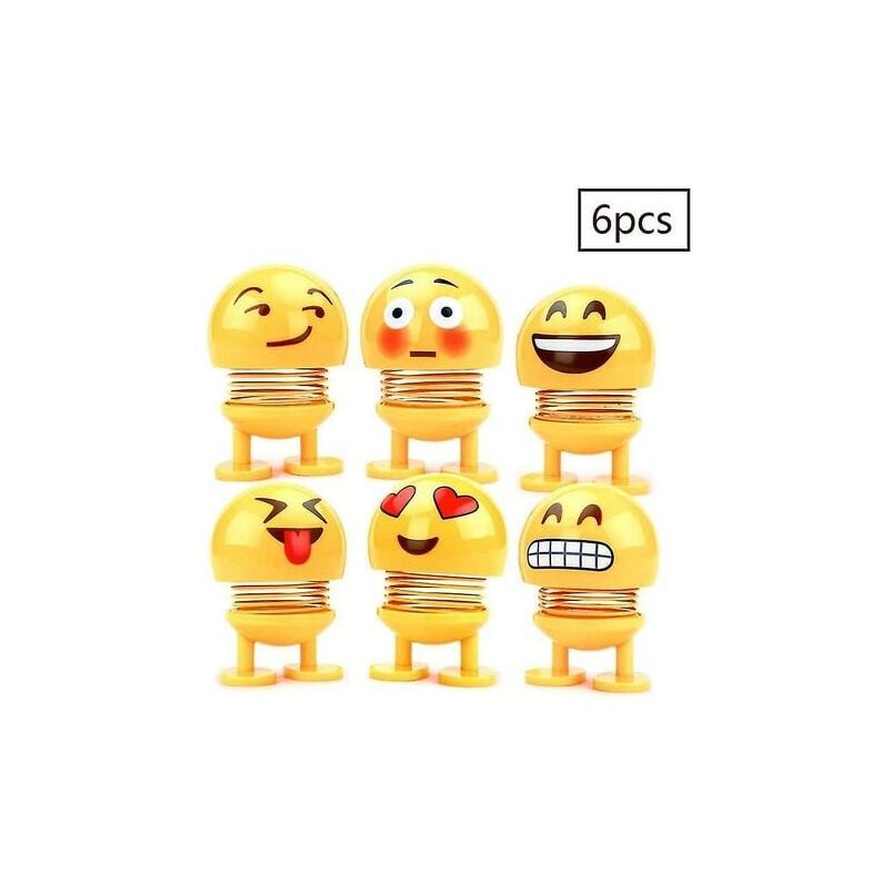 foto del prodotto 8 pezzi di graziose bambole emoji bobble head, divertenti giocattoli danzanti smiley springs per ornamenti del cruscotto dell auto, bomboniere,
