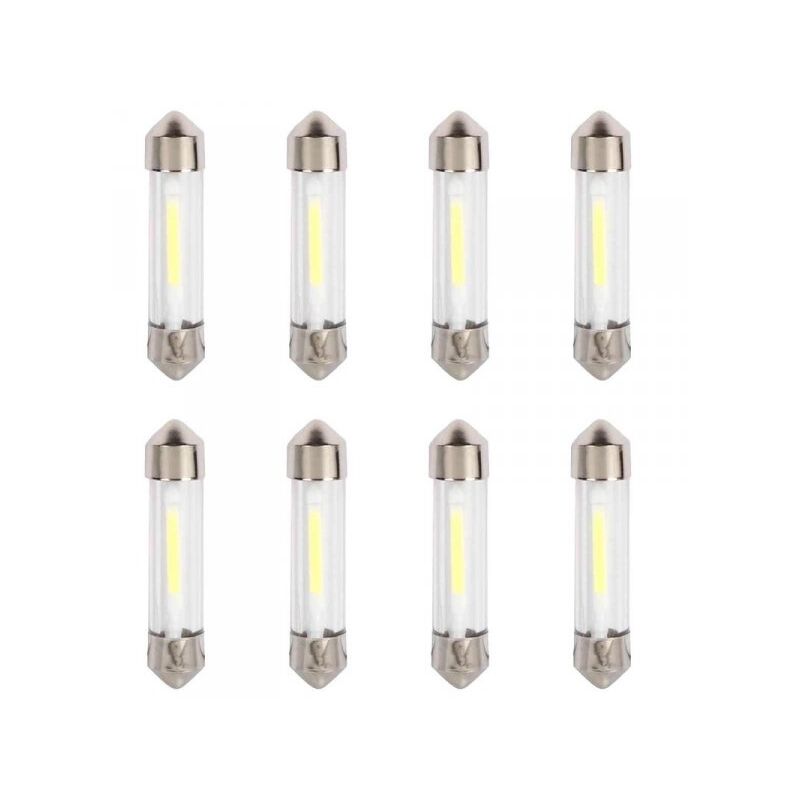 foto del prodotto 8 pezzi lampada led siluro 39mm t11 sv8.5 cob c5w c10w 12v 1w 100lm bianco freddo 6500k