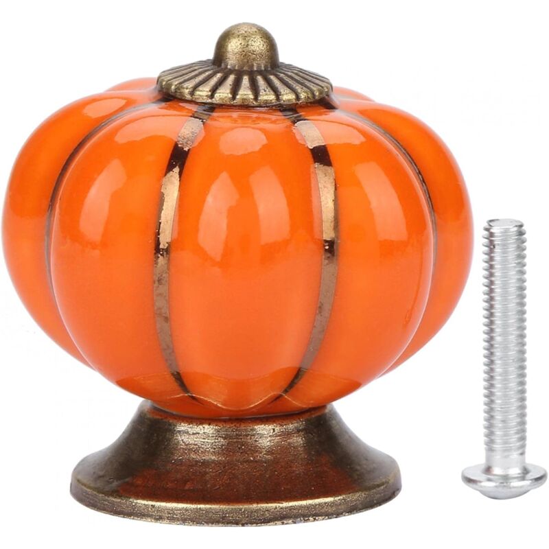 foto del prodotto 8 pezzi pomelli per cassetti mobili vintage, pomelli in ceramica di zucca 39 mm per armadi cassettiere guardaroba arancione