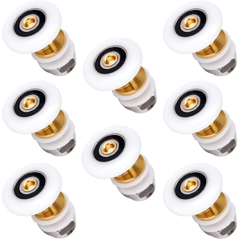 foto del prodotto 8 pezzi rotelle per porta della doccia, rotelline per rulli box doccia ricambi per porte scorrevoli doccia cuscinetti rullo 27mm