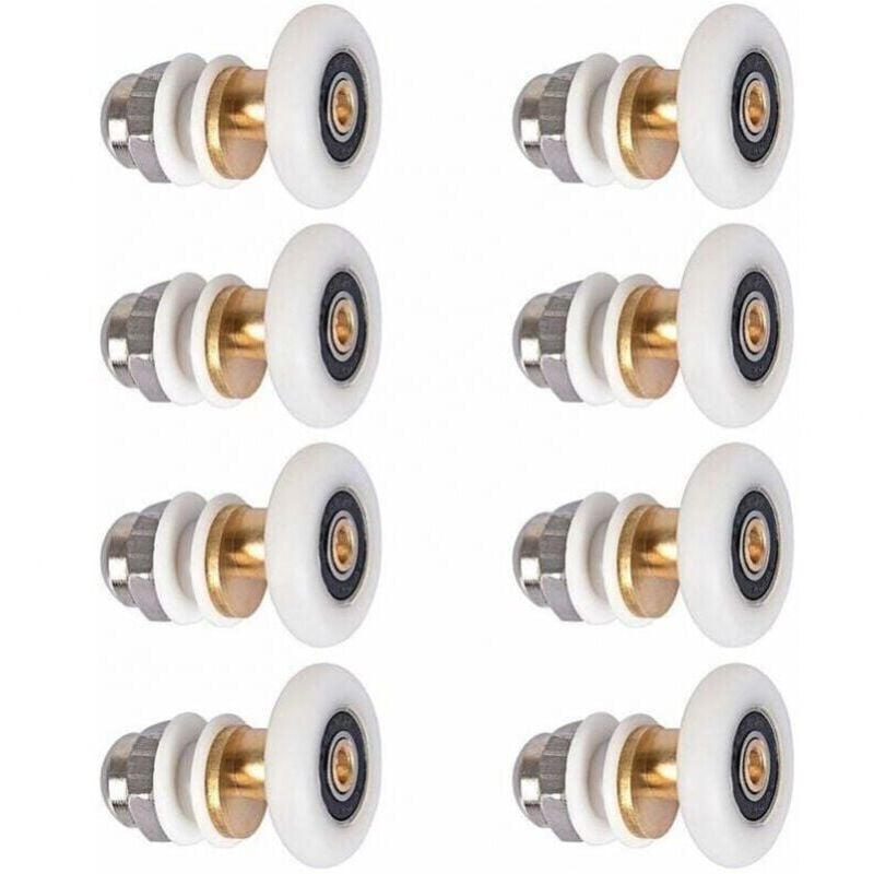 foto del prodotto 8 pezzi rullo per porta doccia, rulli per porta scorrevole, pulegge per porta cabina doccia, ruota di ricambio per rullo con diametro ruota 25 mm loy