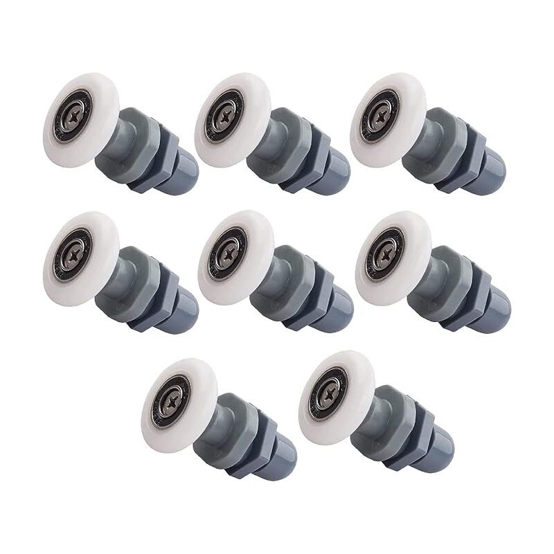 foto del prodotto 8 pezzi ruote girevoli a rulli per porta doccia, ruote girevoli per doccia da 25 mm, ruote per porte scorrevoli, adatte per porte in vetro con uno