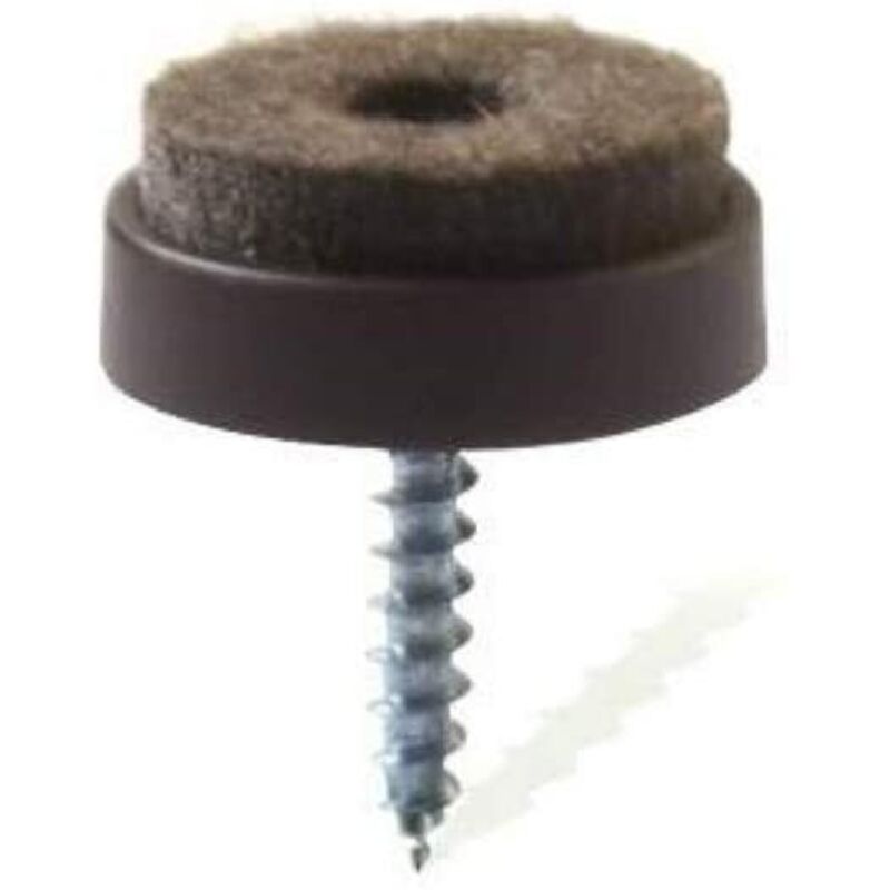 foto del prodotto 8 pezzi - scivoli in feltro tondi con vite 20mm - colore marrone - masidef