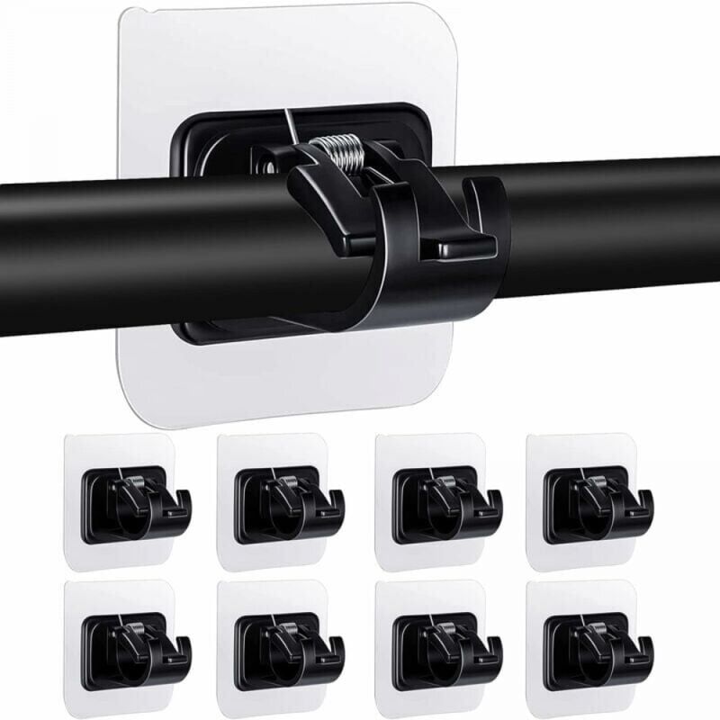 foto del prodotto 8 pezzi supporto per asta per tenda senza foratura supporto per asta autoadesivo trasparente, nero ymyny