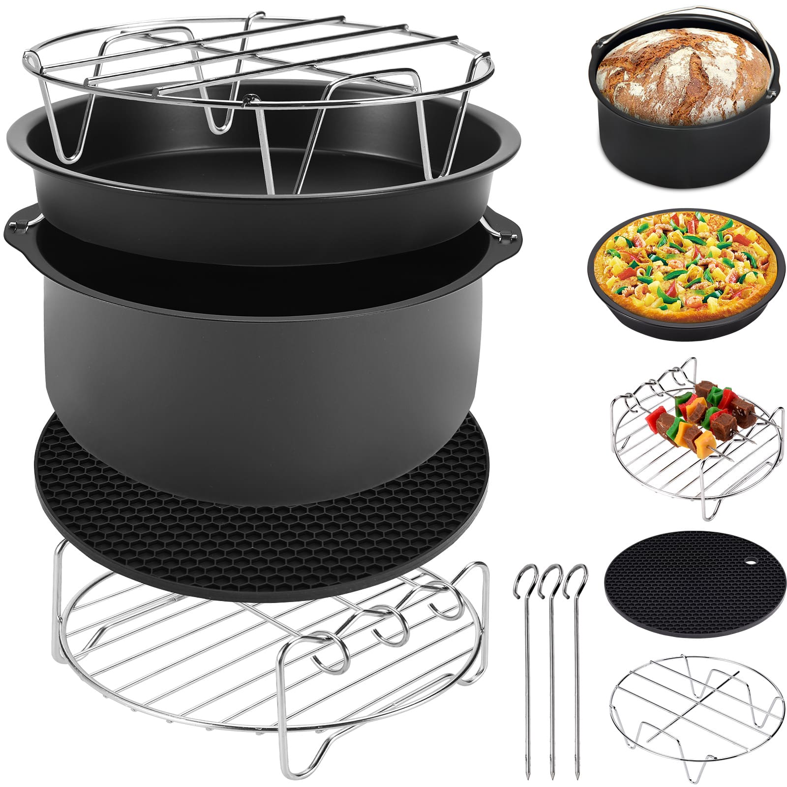 foto del prodotto 8 pz accessori per friggitrice ad aria calda 3,6l