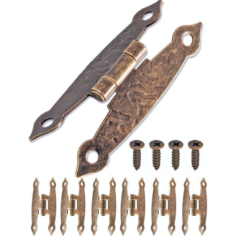 foto del prodotto 80 cerniere antiche, design bronzo ferro, per armadi, porte, casse, lattine, stile vintage, casa di campagna retro, 65 x 33 mm