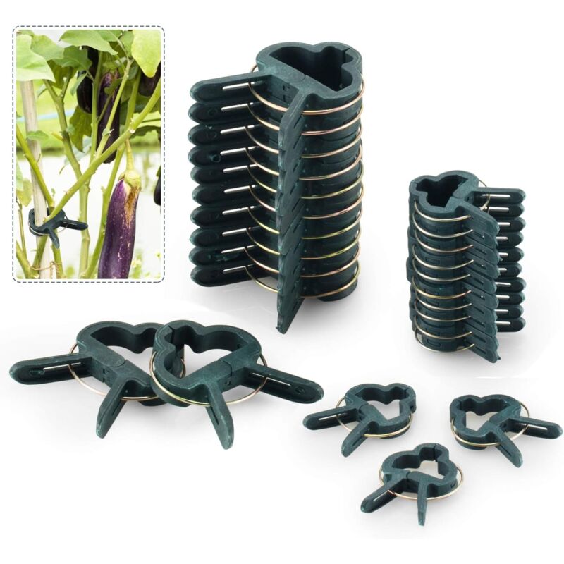 foto del prodotto 80 clip di supporto per piante regolabili, legacci per piante da giardino 40 grandi e 40 piccoli 