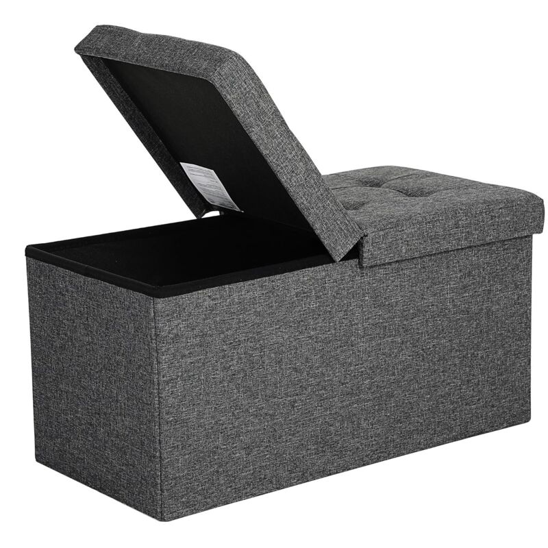 foto del prodotto 80 l pouf contenitore con coperchio ribaltabile poggiapiedi capacit di carico di 300 kg