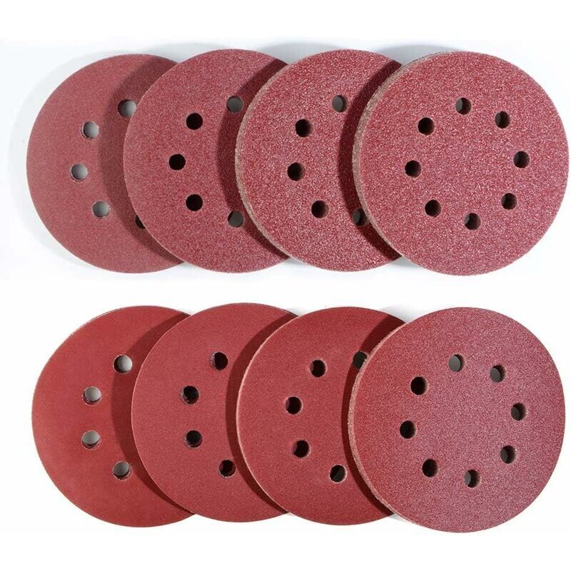 foto del prodotto 80 pezzi dischi abrasivi per levigatrice eccentrica, (set di carta vetrata ø125mm), 10 x 40/60/80/120/180/240/320/400 per levigatrice orbitale casuale di