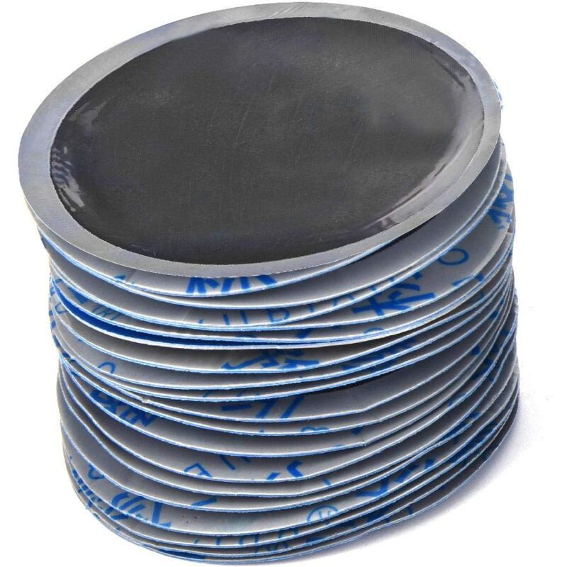 foto del prodotto 80 pezzi scatola di toppe rotonde da 58 mm in gomma naturale per la riparazione di pneumatici, riparazione rapida di forature, toppe a freddo per