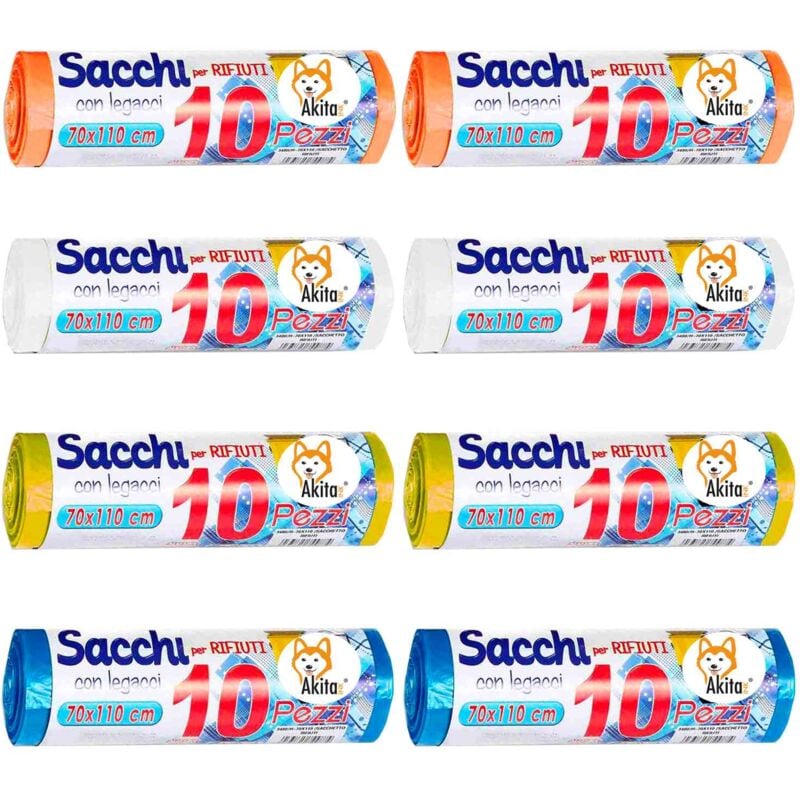 foto del prodotto 80 sacchi per pattumiera 70x110 sacchi alta resistenza, 110l akitaink