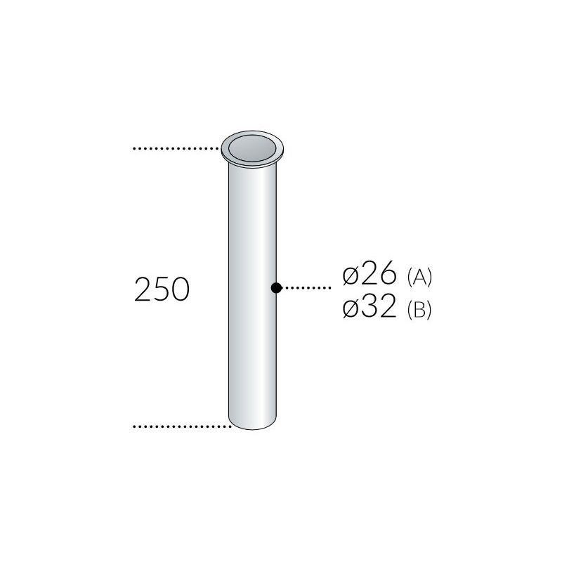 foto del prodotto 80 - tubo orlato in ottone cromato senza ghiera ø26 x 250 mm --80.2504