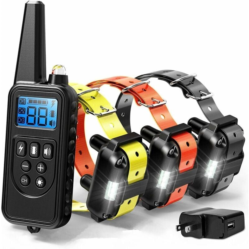 foto del prodotto 800 metri collare di addestramento per cani, collare di addestramento per cani impermeabile con telecomando con 99 livelli di shock e vibrazione e
