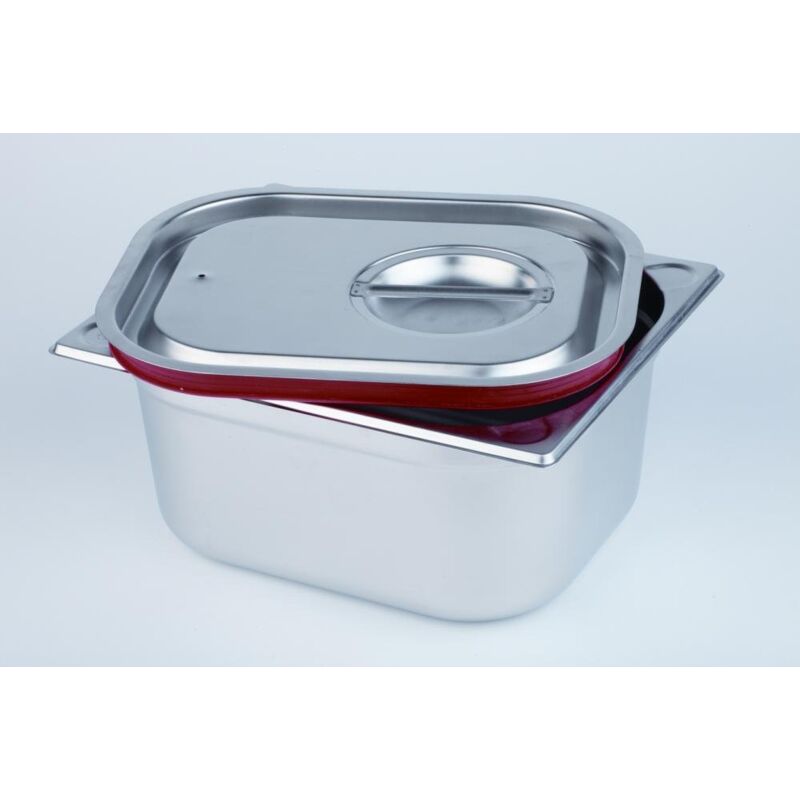 foto del prodotto 80026 gn 1 4 coperchio da trasporto, guarnizione in silicone, impugnatura incassata e foro per evitare il vuoto, non adatto ai forni a vapore