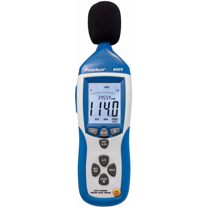 foto del prodotto 8005 fonometro di classe 2 con memoria 32000 conteggi, calibrato, misurazione del livello sonoro, interfaccia usb, misurazione db, funzione
