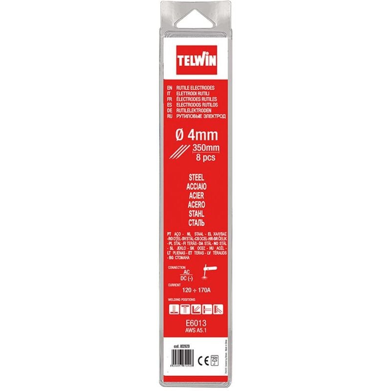 foto del prodotto 802620 elettrodi rutili per saldatura d. 4 mm, 0.1 v, grigio, 4 blister, set di 8 pezzi telwin