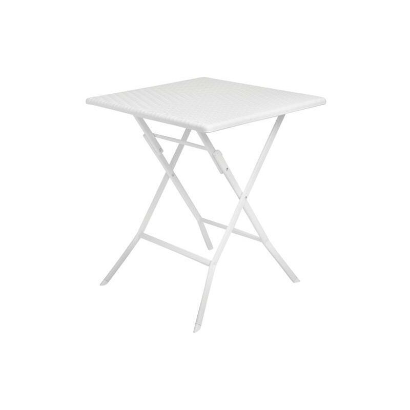 foto del prodotto 8044510 tavolo pieghevole quadrato effetto rattan colore bianco 62x62x73h cm papillon