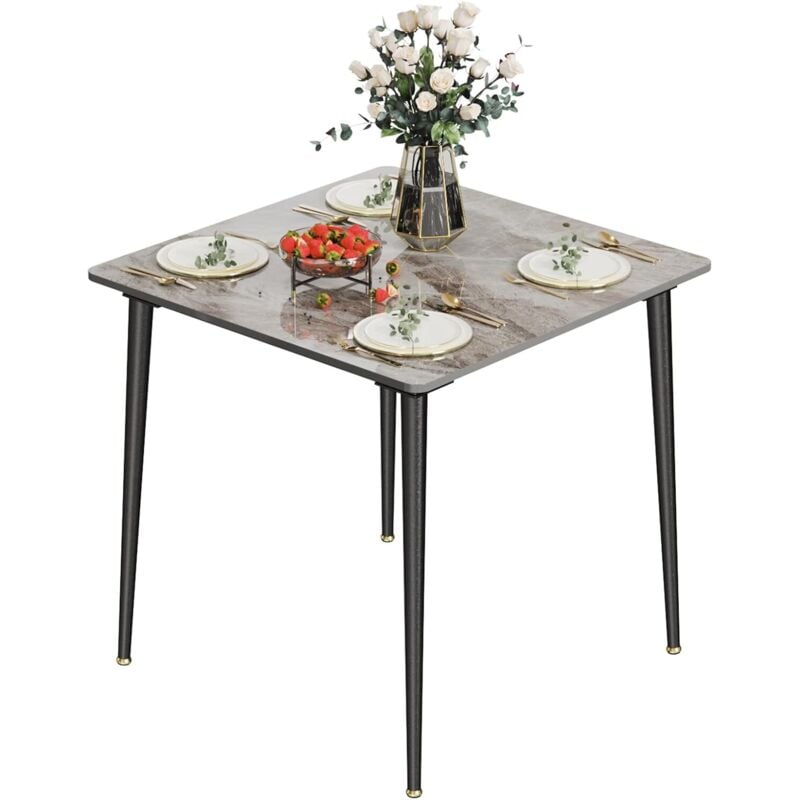 foto del prodotto 80cm tavolo da pranzo cucina marmo quadrato soggiorno, grigio pietra sinterizzata