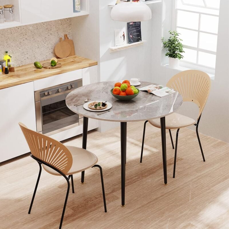 foto del prodotto 80cm tavolo da pranzo in marmo rotondo tavolo cucina elegante per sala soggiorno bar giardino salotto stile nordico, grigio