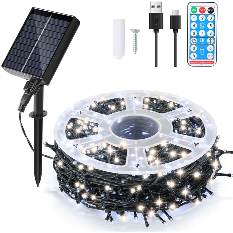 foto del prodotto 80m 800led luce solare di natale ip44 8 modalit decorazione festiva giardino interno all aperto per natale compleanno matrimonio bianco freddo