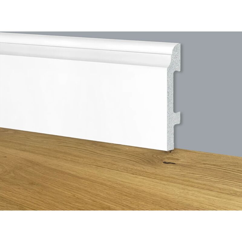 foto del prodotto 80ml bancale di battiscopa zoccolino bianco mod. corinzio 95x15x2000mm in polimeri polistrutturato
