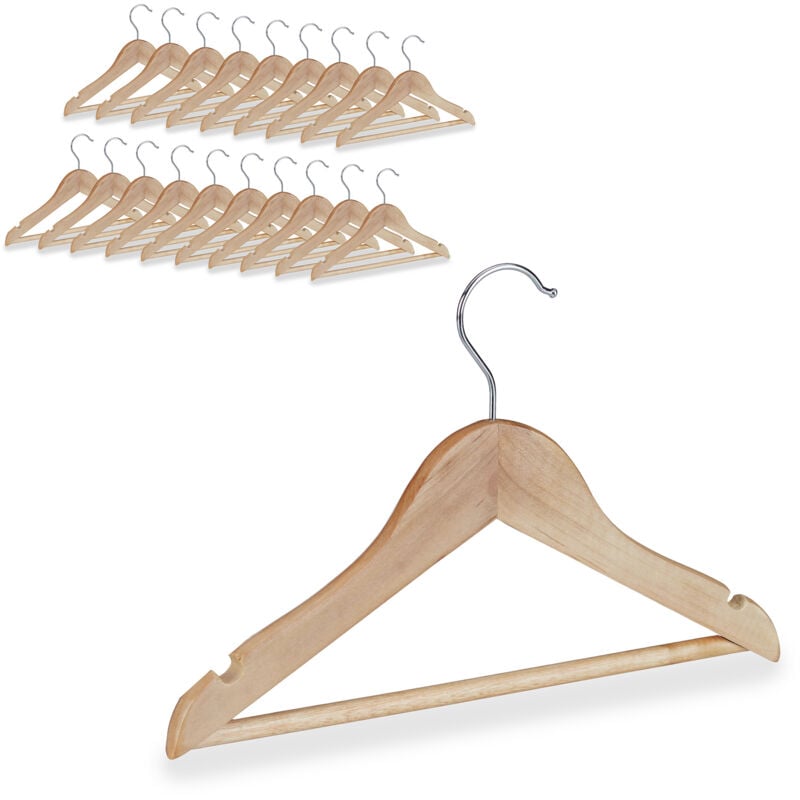 foto del prodotto 80x grucce per bambini, set stampelle, asta per i pantaloni, camicie, gancio girevole a 360 , legno, marrone chiaro