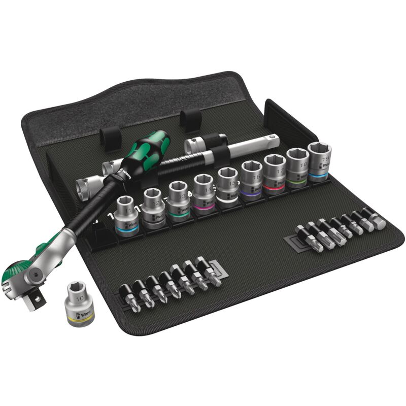 foto del prodotto 8100 sc 6 kit con cricchetto zyklop speed, attaco da 1 2 , metrico, 28 pezzi wera