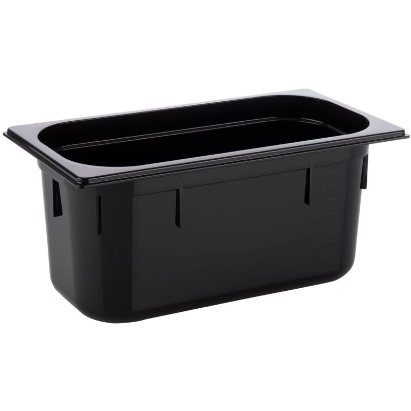 foto del prodotto 82070 gn 1 3 contenitore gastronorm, in policarbonato, dimensioni 325 x 176 mm altezza 150 mm volume 5,3 litri, nero aps