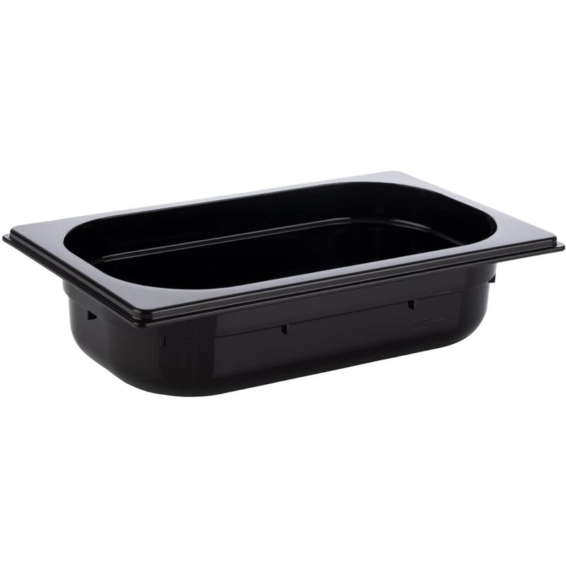 foto del prodotto 82072 gn 1 4 contenitore gastronorm, in policarbonato, dimensioni 264 x 162 mm altezza 65 mm volume 1,7 litri, nero aps