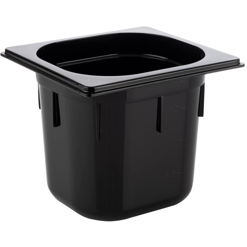 foto del prodotto 82078 gn 1 6 contenitore gastronorm, in policarbonato, dimensioni 176 x 162 mm altezza 150 mm volume 2,2 litri, nero aps