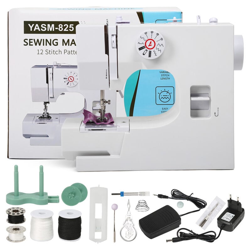 foto del prodotto 825a mini macchina da cucire multifunzionale macchina da cucire elettrica a 12 punti con pedale eu dewin