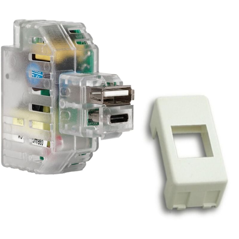foto del prodotto 82893-37 kit alimentatore usb a c 2,4a attacco keystone da incasso completo di adattatore combatibile con placche e supporti gewiss system - fanton