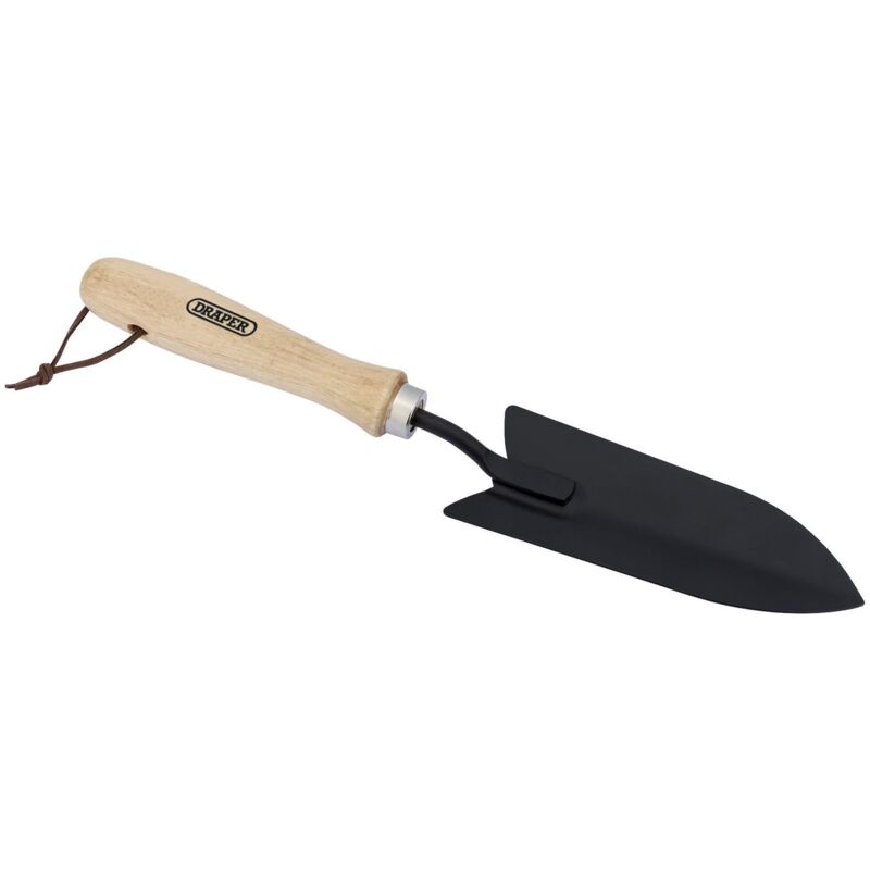 foto del prodotto 83992 trapiantatore in acciaio al carbonio con manico in legno, colore nero draper