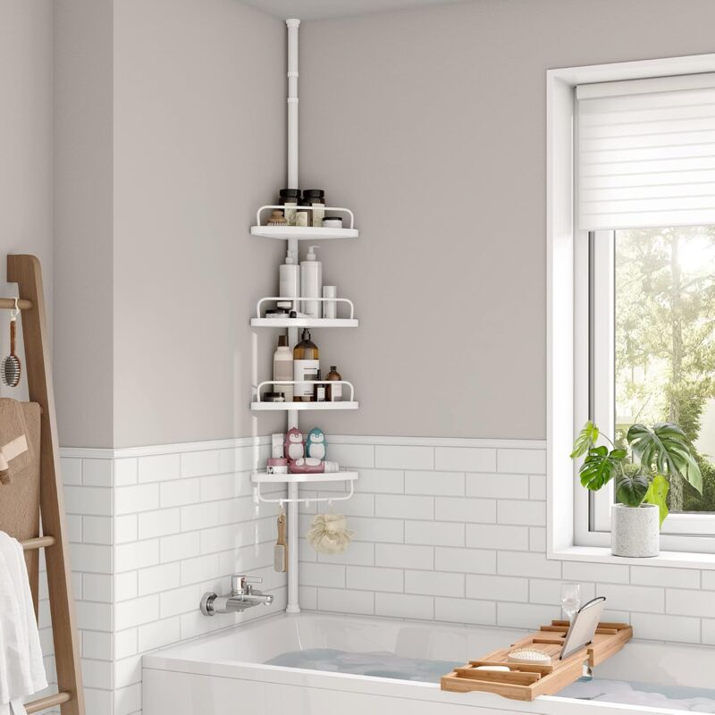 foto del prodotto 85 305 cm portasapone scaffale doccia mensola angolare da bagno 4 ripiani altezza regolabile bianco