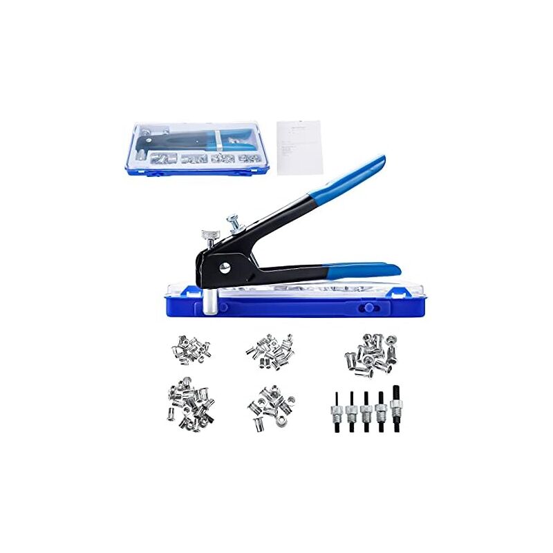 foto del prodotto 86 pezzi pistola per rivetti m3 m4 m5 m6 m8 kit di inserti filettati per rivetti con dadi per rivetti filettati