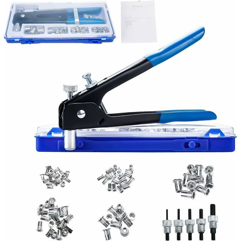 foto del prodotto 86 pezzi rivettatrice m3 m4 m5 m6 m8 rivettatrice filettata dado rivettatrice pinza strumento kit inserto filettato